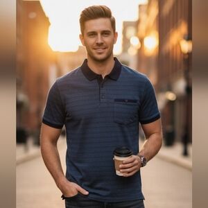 Denim & Flower Polo Shirt Small